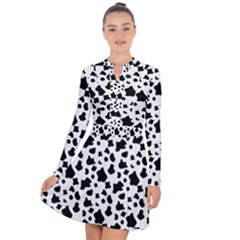 Black And White Cow Spots Pattern, Animal Fur Print, Vector Long Sleeve Panel Dress by Casemiro