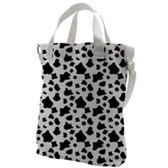 Black And White Cow Spots Pattern, Animal Fur Print, Vector Canvas Messenger Bag by Casemiro