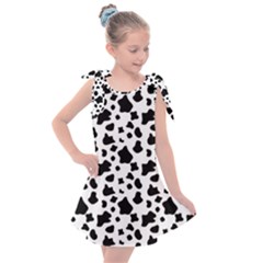 Black And White Cow Spots Pattern, Animal Fur Print, Vector Kids  Tie Up Tunic Dress by Casemiro