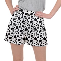 Black And White Cow Spots Pattern, Animal Fur Print, Vector Ripstop Shorts by Casemiro