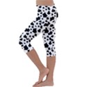 Black and white cow spots pattern, animal fur print, vector Kids  Lightweight Velour Capri Leggings  View2