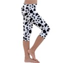 Black and white cow spots pattern, animal fur print, vector Kids  Lightweight Velour Capri Leggings  View3