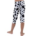 Black and white cow spots pattern, animal fur print, vector Kids  Lightweight Velour Capri Leggings  View4