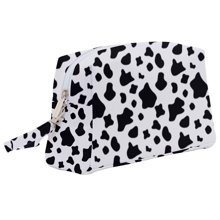 Black and white cow spots pattern, animal fur print, vector Wristlet Pouch Bag (Large)