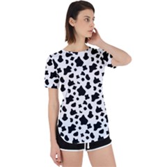 Black And White Cow Spots Pattern, Animal Fur Print, Vector Perpetual Short Sleeve T-shirt by Casemiro