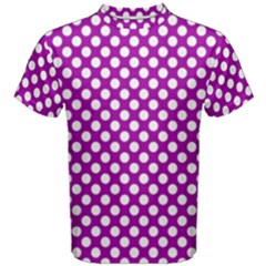 White And Purple, Polka Dots, Retro, Vintage Dotted Pattern Men s Cotton Tee by Casemiro