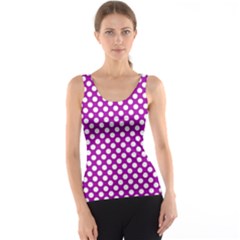 White And Purple, Polka Dots, Retro, Vintage Dotted Pattern Tank Top by Casemiro