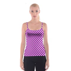 White And Purple, Polka Dots, Retro, Vintage Dotted Pattern Spaghetti Strap Top