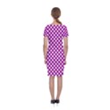 White and purple, polka dots, retro, vintage dotted pattern Classic Short Sleeve Midi Dress View2