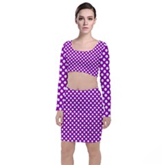 White And Purple, Polka Dots, Retro, Vintage Dotted Pattern Top And Skirt Sets by Casemiro