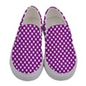 White and purple, polka dots, retro, vintage dotted pattern Women s Canvas Slip Ons View1