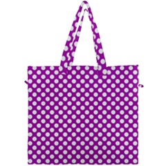 White And Purple, Polka Dots, Retro, Vintage Dotted Pattern Canvas Travel Bag by Casemiro