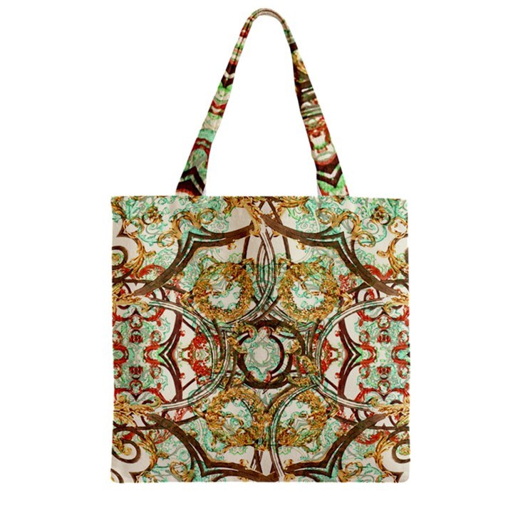 Multicolored Modern Collage Print Zipper Grocery Tote Bag