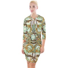 Multicolored Modern Collage Print Quarter Sleeve Hood Bodycon Dress