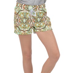 Multicolored Modern Collage Print Velour Lounge Shorts by dflcprintsclothing