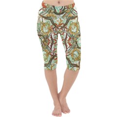 Multicolored Modern Collage Print Lightweight Velour Cropped Yoga Leggings