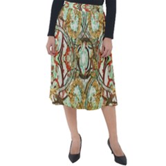 Multicolored Modern Collage Print Classic Velour Midi Skirt  by dflcprintsclothing