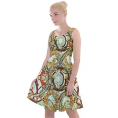 Multicolored Modern Collage Print Knee Length Skater Dress