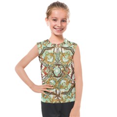 Multicolored Modern Collage Print Kids  Mesh Tank Top