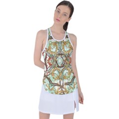 Multicolored Modern Collage Print Racer Back Mesh Tank Top