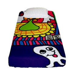 Circus Ghosts Digital Fitted Sheet (single Size) by snowwhitegirl