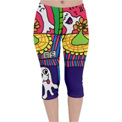 Circus Ghosts Digital Velvet Capri Leggings  by snowwhitegirl