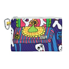 Circus Ghosts Digital Canvas Cosmetic Bag (large) by snowwhitegirl