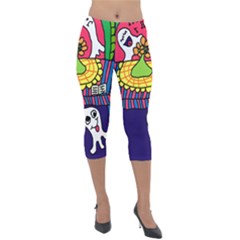 Circus Ghosts Digital Lightweight Velour Capri Leggings  by snowwhitegirl