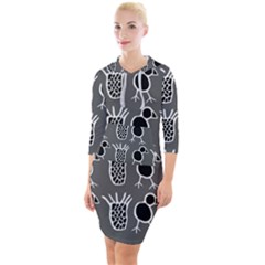 Njhb Vectorized Quarter Sleeve Hood Bodycon Dress