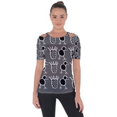 Njhb Vectorized Shoulder Cut Out Short Sleeve Top