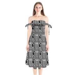 Njhb Vectorized Shoulder Tie Bardot Midi Dress