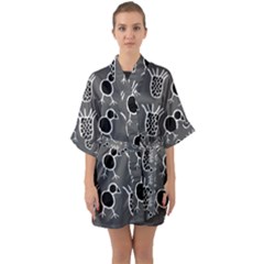 Njhb Vectorized Half Sleeve Satin Kimono 