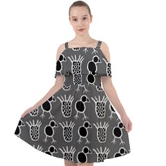 Njhb Vectorized Cut Out Shoulders Chiffon Dress by CHPALTD