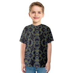 Modern Ornate Stylized Motif Print Kids  Sport Mesh Tee