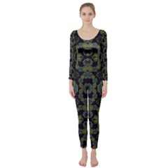 Modern Ornate Stylized Motif Print Long Sleeve Catsuit by dflcprintsclothing