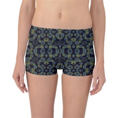 Modern Ornate Stylized Motif Print Boyleg Bikini Bottoms