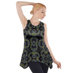 Modern Ornate Stylized Motif Print Side Drop Tank Tunic