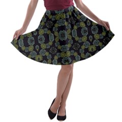 Modern Ornate Stylized Motif Print A-line Skater Skirt by dflcprintsclothing