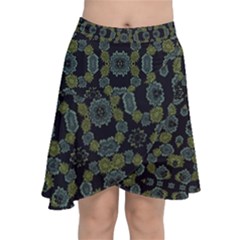 Modern Ornate Stylized Motif Print Chiffon Wrap Front Skirt by dflcprintsclothing