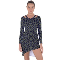 Modern Ornate Stylized Motif Print Asymmetric Cut-out Shift Dress by dflcprintsclothing