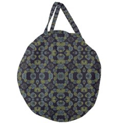 Modern Ornate Stylized Motif Print Giant Round Zipper Tote