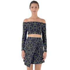 Modern Ornate Stylized Motif Print Off Shoulder Top With Skirt Set by dflcprintsclothing