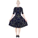 Modern Ornate Stylized Motif Print Quarter Sleeve A-Line Dress View2