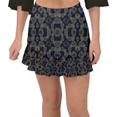 Modern Ornate Stylized Motif Print Fishtail Mini Chiffon Skirt by dflcprintsclothing