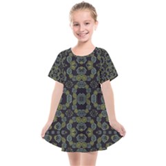 Modern Ornate Stylized Motif Print Kids  Smock Dress by dflcprintsclothing