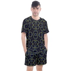 Modern Ornate Stylized Motif Print Men s Mesh Tee And Shorts Set