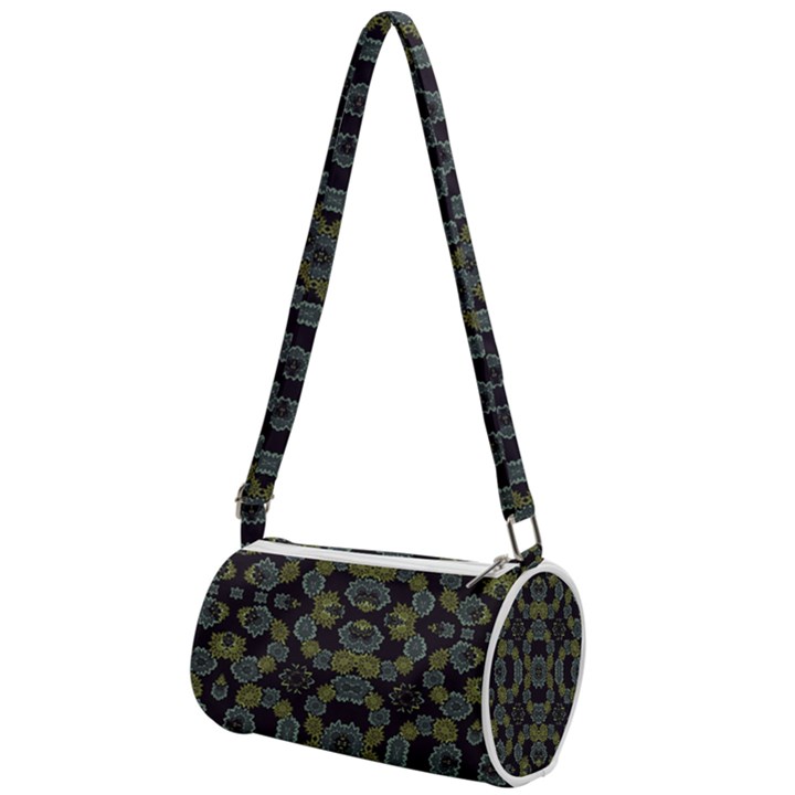 Modern Ornate Stylized Motif Print Mini Cylinder Bag