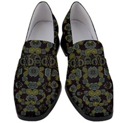 Modern Ornate Stylized Motif Print Women s Chunky Heel Loafers by dflcprintsclothing