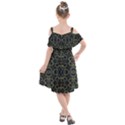 Modern Ornate Stylized Motif Print Kids  Cut Out Shoulders Chiffon Dress View2