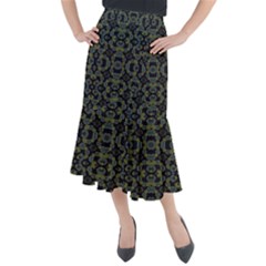 Modern Ornate Stylized Motif Print Midi Mermaid Skirt by dflcprintsclothing